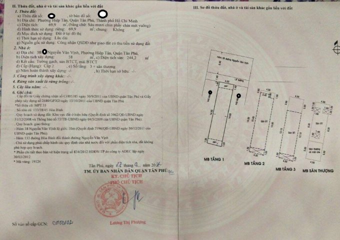 Bán nhà hẻm 38 Nguyễn văn Vịnh, Hiệp Tân. Q.Tân Phú - 4x20m- 4 tấm giá 7.15 tỷ