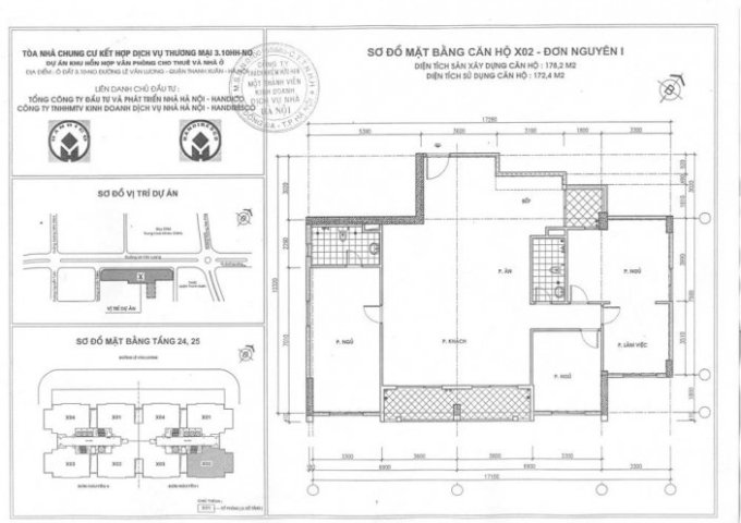 Căn hộ đẹp Penthouse  Handi Resco 89 Lê Văn Lương, 171m2 căn góc 4 ngủ giá chỉ từ 31,5tr/m2 0934634268