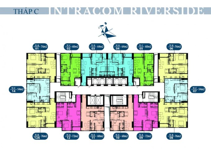 Cần bán căn 60m2 chung cư Intracom Riverside ven sông Hồng, giá chỉ 1 tỷ 138 triệu