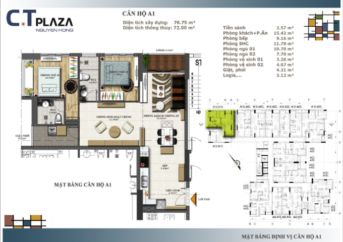 Bán căn hộ chung cư tại Dự án C.T Plaza Nguyên Hồng, Gò Vấp,  Hồ Chí Minh diện tích 72m2  giá 32 Triệu/m²