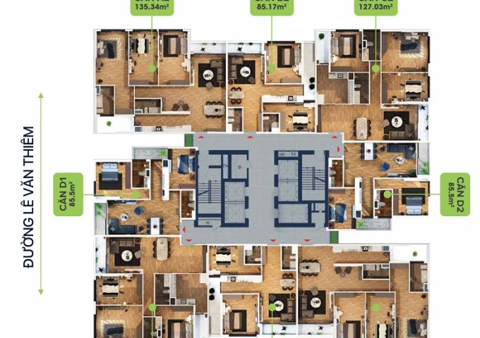 Căn hộ chung cư 03 phòng ngủ, rộng tới 146 m2, quận Thanh Xuân, giá chỉ từ 24tr/m2