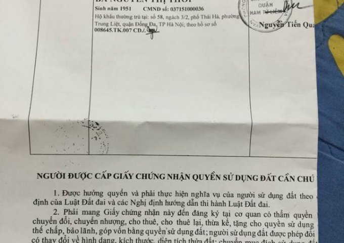 Chính chủ bán nhà số 5, ngõ 102 ngách 2 phố Nguyễn Đổng Chi, Cầu Diễn, 119m2, giá 7.198 tỷ.