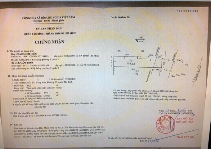 Bán nhà MTKD 552 Cộng Hòa, P13, DT 4x22m, NH 5,1m, 2 lầu, giá 19,5 tỷ