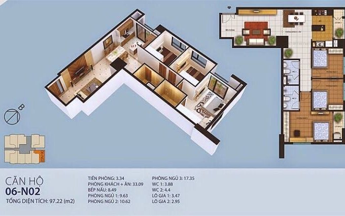 Bán căn hộ chung cư tại Dự án New Horizon City - 87 Lĩnh Nam, Hoàng Mai, Hà Nội diện tích 97m2 giá 2 Tỷxxx