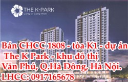 Bán CHCC 1808, tòa K1, dự án The K Park, khu đô thị Văn Phú, Q. Hà Đông, Hà Nội