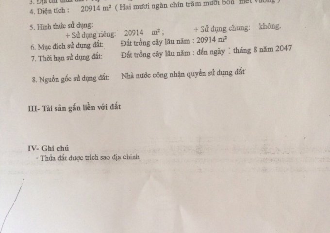 Bán 13.5 hecta đất mặt tiền đường sỏi cách trung tâm Xuân Lộc -Đồng Nai 4km
