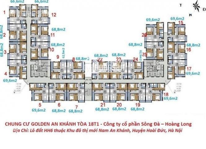 ( 0904 635 166 ) Chính chủ bán gấp CC Golden An Khánh, tòa 32T, 1509(66,3m2) và 1602(92,2m2), 13tr/m2