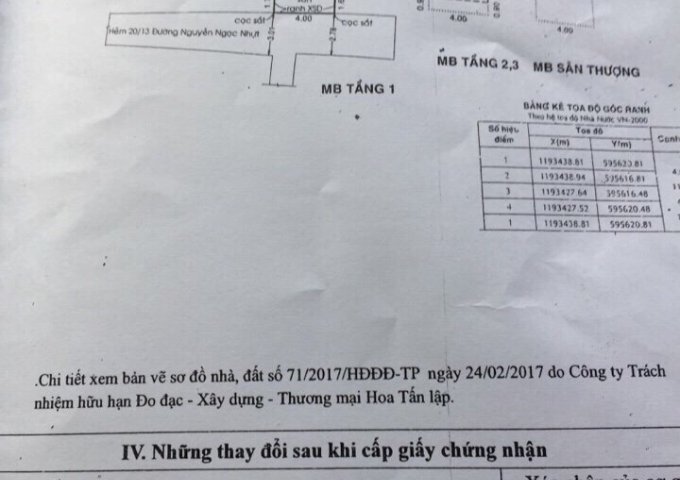 Bán nhà 20/13/25 Nguyễn Ngọc Nhựt, Tân Phú, Tp. HCM, 3 lầu, giá 4,2 tỷ