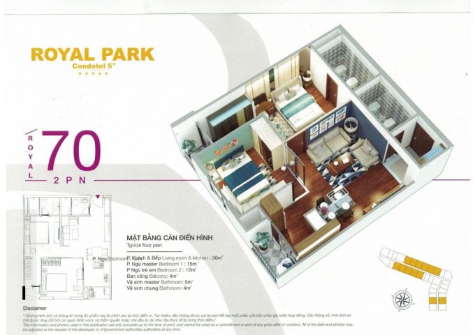 Bán gấp căn hộ Royal Park Bắc Ninh 2PN, 70m2, tầng đẹp giá 1.4 tỷ