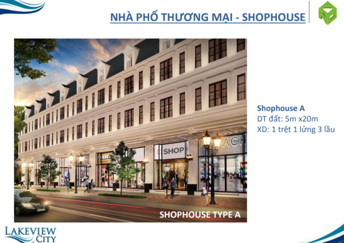 Bán nhà 13.5 tỷ, shophouse mặt tiền đường Song Hành, Lakeview City, Q2