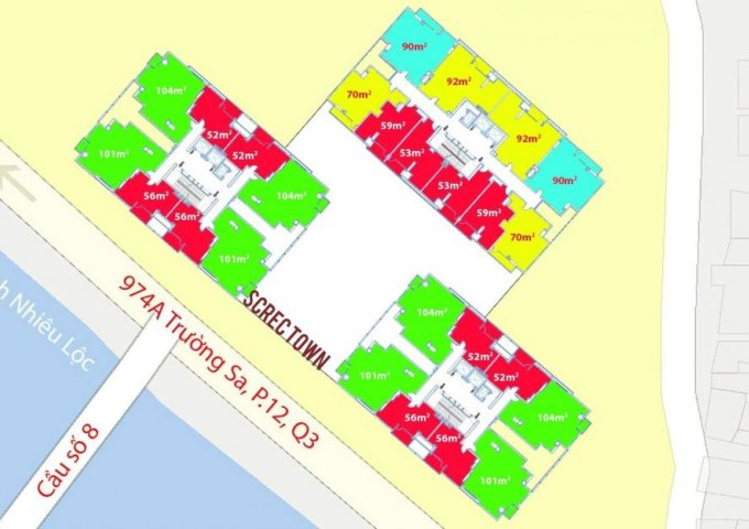 Bán căn hộ chung cư Screc Town, 974A Trường Sa, Phường 12, Quận 3