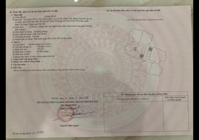 Cần bán CH tầng 20 tòa CT2C2 Xuân Phương Quốc Hội, 156m2, 4 PN, 21tr/m2