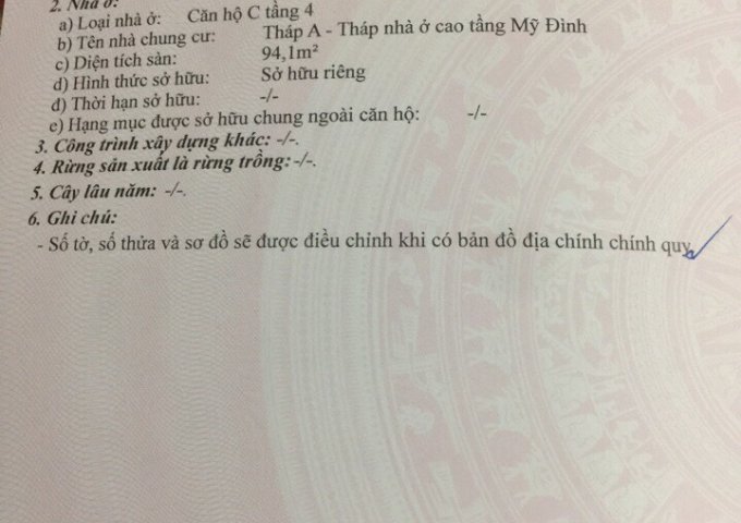 Bán căn hộ chung cư tại B.I.G Tower 18 Phạm Hùng, 94m2, 3PN, tầng 4, tháp A, 2.05 tỷ