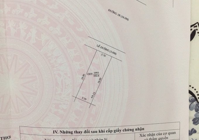 Bán nền khu 8C, khu đô thị Nam Cần Thơ, 102.6 m2 hướng Đông Bắc, lộ 18m tiềm năng phát triển cao
