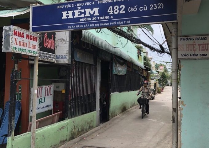 Bán nhà 1 trệt, 1 lầu trục chính hẻm 482 đường 30/4, Cần Thơ, đối diện đài truyền hình