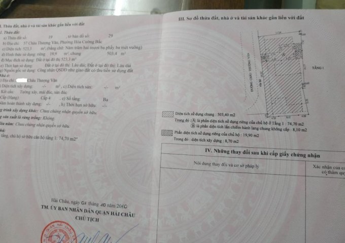 Bán chung cư cao cấp tầng trệt mặt tiền Châu Thượng Văn, quận Hải Châu