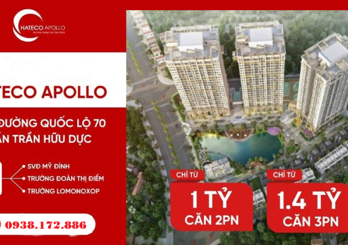 Hateco Apollo Xuân Phương, chung cư duy nhất tại Mỹ Đình, chỉ từ 1,2 tỷ/ căn 2PN
