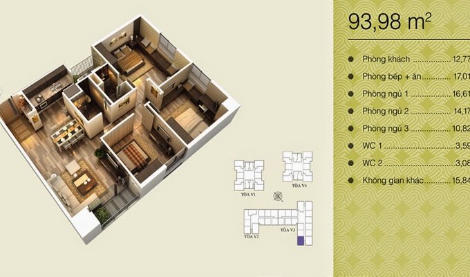 Tôi muốn bán căn góc 3 phòng ngủ tại tòa V3 Home City 177 Trung Kính, HN. Giá 28 tr/m2