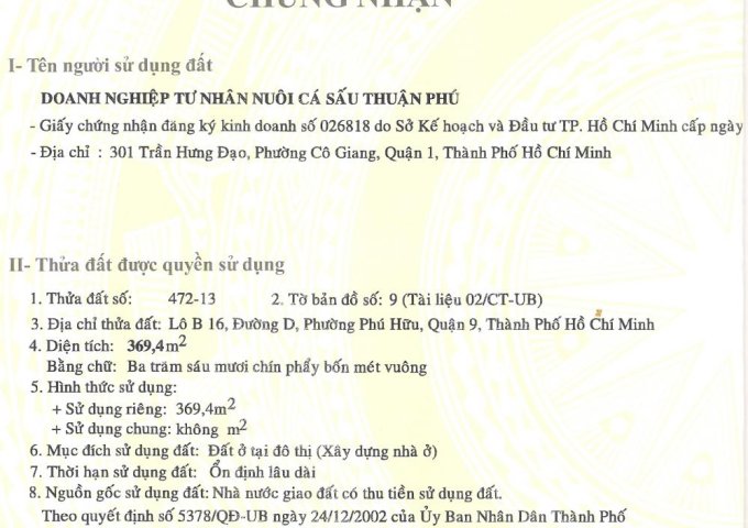 Bán đất nền biệt thự đường Gò Cát, dự án Thuận Phú, P. Phú Hữu, Q9, 14 triệu/m2 