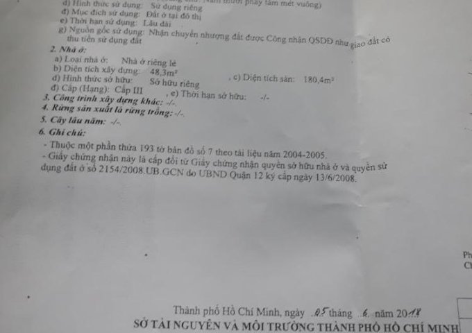 Bán nhà hẻm 158 Lâm Thị Hố, phường Tân Chánh Hiệp, quận 12