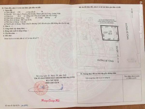 Bán đất mặt đường to Cầu Nước Mặn, Hà Lầm. DT: 40m2, MT: 5.9m, hướng Đông giá rẻ