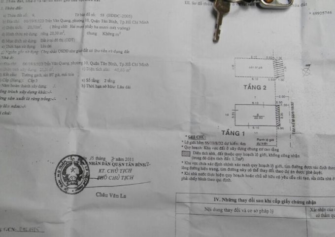 Bán nhà 66/19/8/32D Trần Văn Quang, P10, Tân Bình, bán 2,4 tỷ