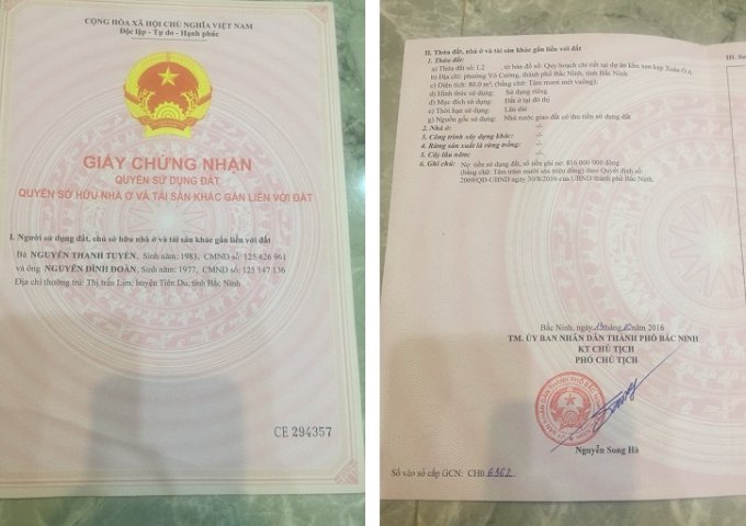 Chính chủ bán đất Xuân Ổ A, P.Võ Cường, TP.Bắc Ninh, 0913395606
