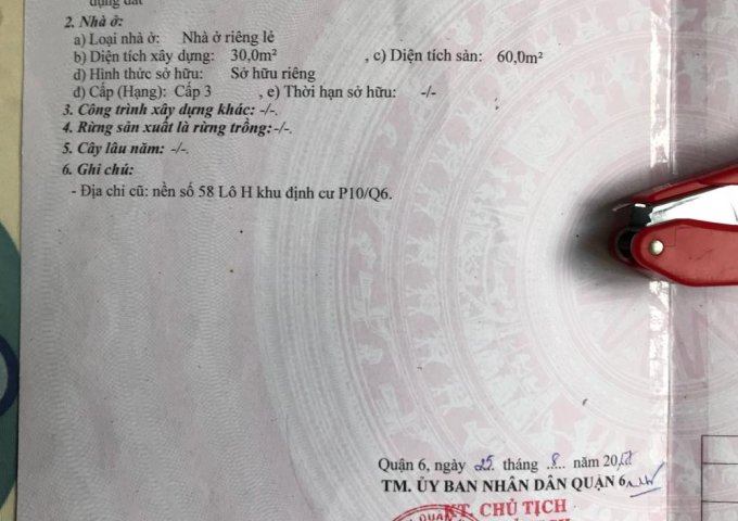 Chính chủ cần bán nhà đẹp MT 35 Đường số 39, P10, Q6, 30m2, giá 3.7 tỷ