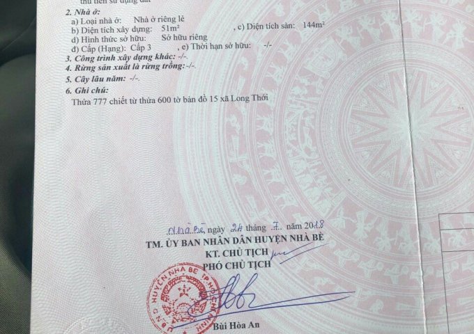 Bán nhà biệt thự hẻm 274 Nguyễn Văn Tạo, TT Nhà Bè