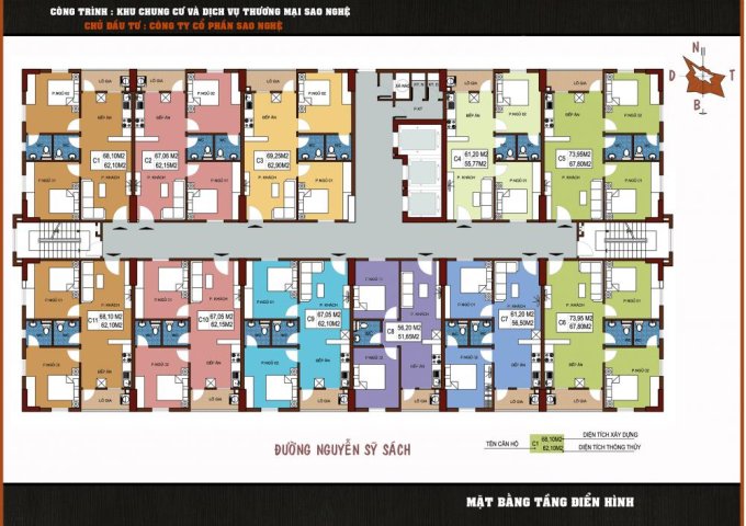 Bán căn hộ 2 phòng ngủ chung cư Sao Nghệ, TP Vinh, giảm chỉ còn 9,5tr/m2