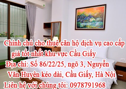 Cho thuê căn hộ tại Nguyễn Văn Huyên kéo dài, Cầu Giấy, Hà Nội