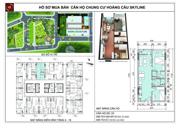 Bán căn hộ 603 dự án Hoàng Cầu Skyline, 36 Hoàng Cầu, giá 2,741 tỷ