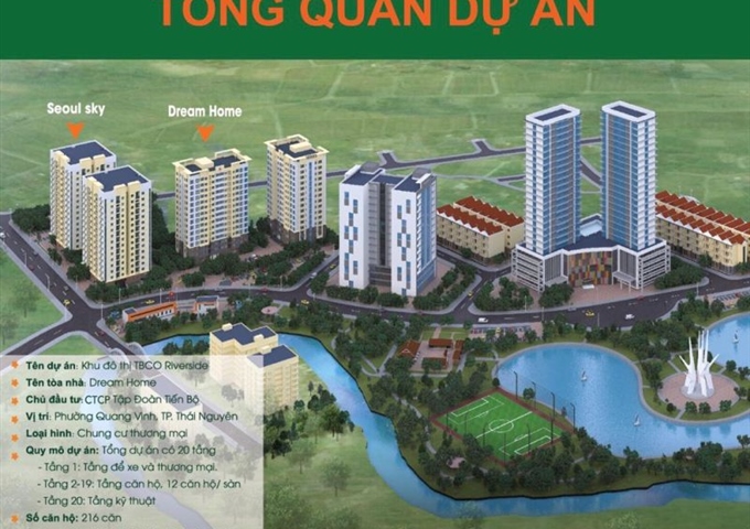 Còn 3 căn hộ chung cư TBCO Riverside, 55m2, 700 triệu