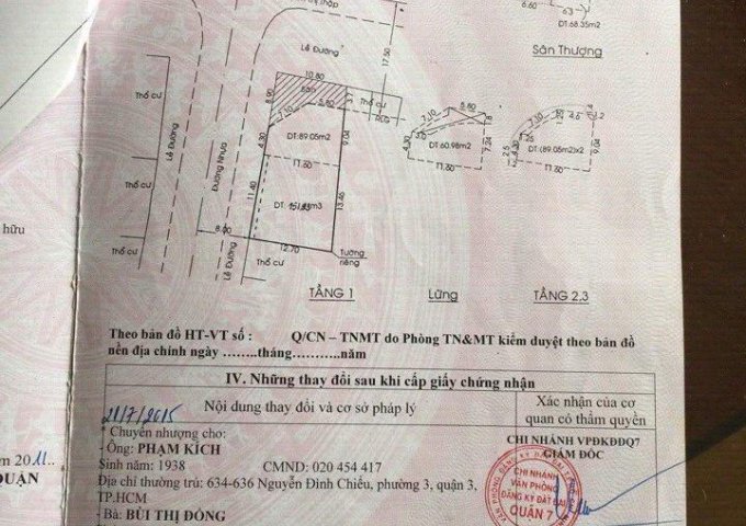 Bán nhà 2 mặt tiền 573 Nguyễn Thị Thập, P. Tân phong, Q7. DT 11.5x22.5m