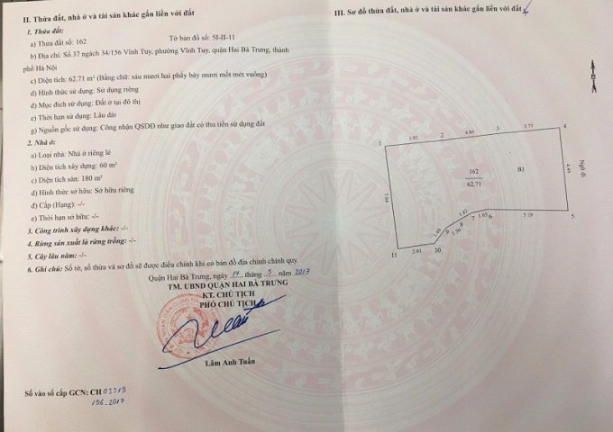 Chính chủ bán nhà 4 tầng tại Vĩnh Tuy, Hai Bà Trưng, Hà Nội