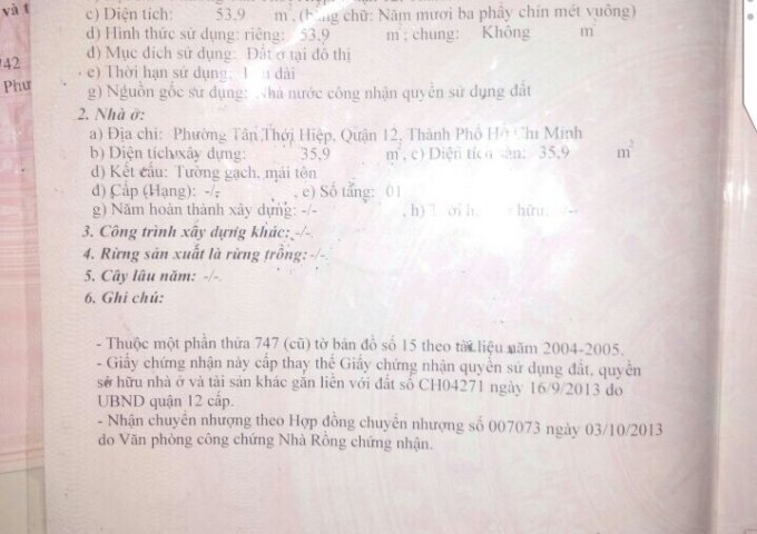 Bán nhà riêng tại Đường Tân Thới Hiệp 21, Quận 12,  Hồ Chí Minh diện tích 53m2  giá 2.68 Tỷ