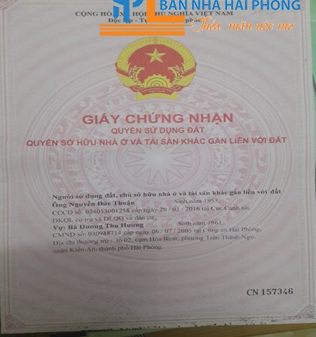 Bán nhà số 12/9 phố Hòa Bình, Trần Thành Ngọ, Kiến An, Hải Phòng