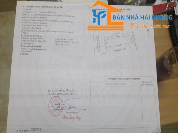 Bán nhà số 12/9 phố Hòa Bình, Trần Thành Ngọ, Kiến An, Hải Phòng