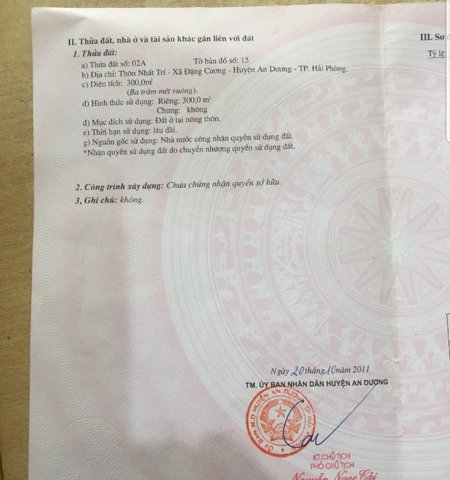 Bán đất thôn Nhất Trí, Đặng Cương, An Dương, Hải Phòng