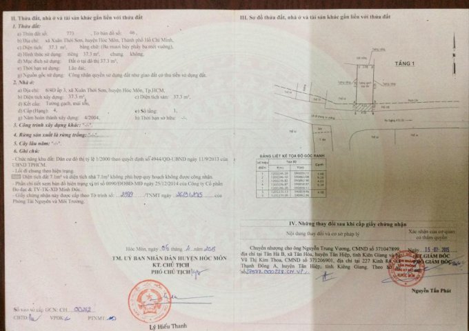 Bán nhà cấp 4 sổ hồng riêng hóc môn 44m