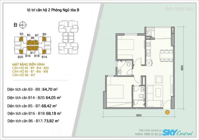 ﻿  Chính chủ bán căn 1809B2, chung cư Sky Central 176 Định Công