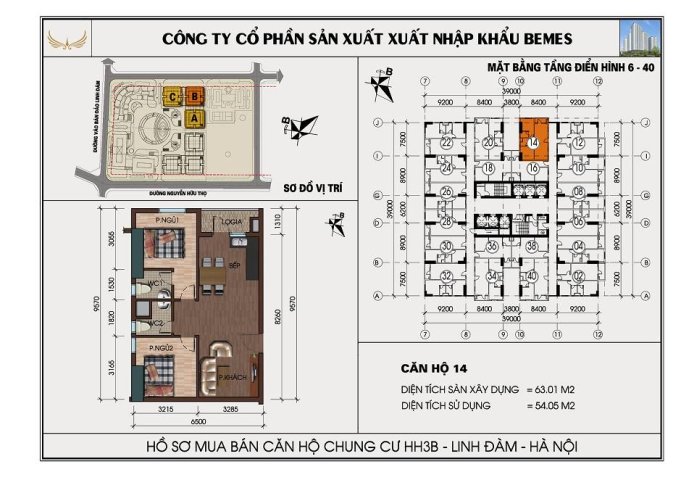 Giá tốt không đâu có: Căn 63m2, 2PN, 2WC, đầy đủ nội thất, HH Linh Đàm, giá thương lượng