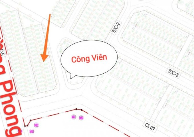 Bán lô đât TDC- Sân Bay Nha Trang - Đối diện Công Viên! Dt: 80m2 Ngang 5m