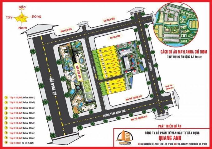 Bán lô đất mặt tiền đường 65 Tăng Nhơn Phú P.Phước Long B quận 9 - 82.6 m2 - 3.6 tỷ 