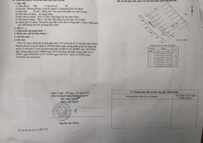 Bán lô đất mặt tiền đường 65 Tăng Nhơn Phú P.Phước Long B quận 9 - 82.6 m2 - 3.6 tỷ 