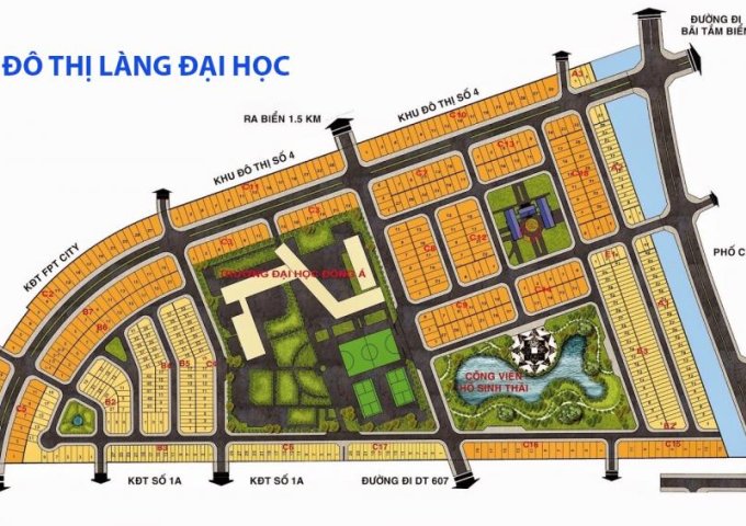Bán 63 lô đất nền khu đô thị làng Đại Học Đà Nẵng chỉ từ 1,2 tỷ