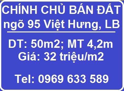 Bán 50m2 đất tại ngõ 95 Việt Hưng, Long Biên, 32tr/m2; 0969633589