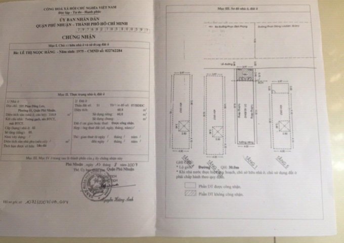 Bán nhà hẻm 3/13 Võ Văn Tần, Phường 6, Quận 3