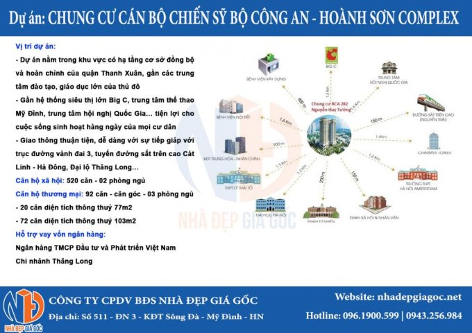 Chung cư giá rẻ hoàng sơn complex 282NHT Giá chỉ 20tr/m2 đã VAT và chênh