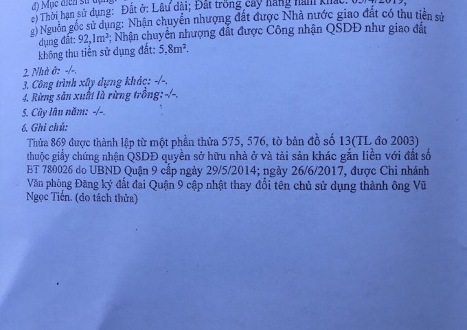 Cần tiền bán gấp lô đất hẻm 208 Võ Văn Hát, DT: 98m2 giá 3.35 tỷ